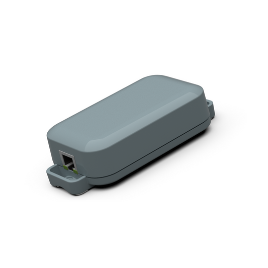 Casambi Ethernet Gateway zur Integration von Casambi Bluetooth-Lichtsteuerung in IP-basierte Netzwerke, mit PoE, RJ-45-Anschluss und Unterstützung für KNX, BacNet, MQTT und weitere Protokolle, IP-Symcon kompatibel