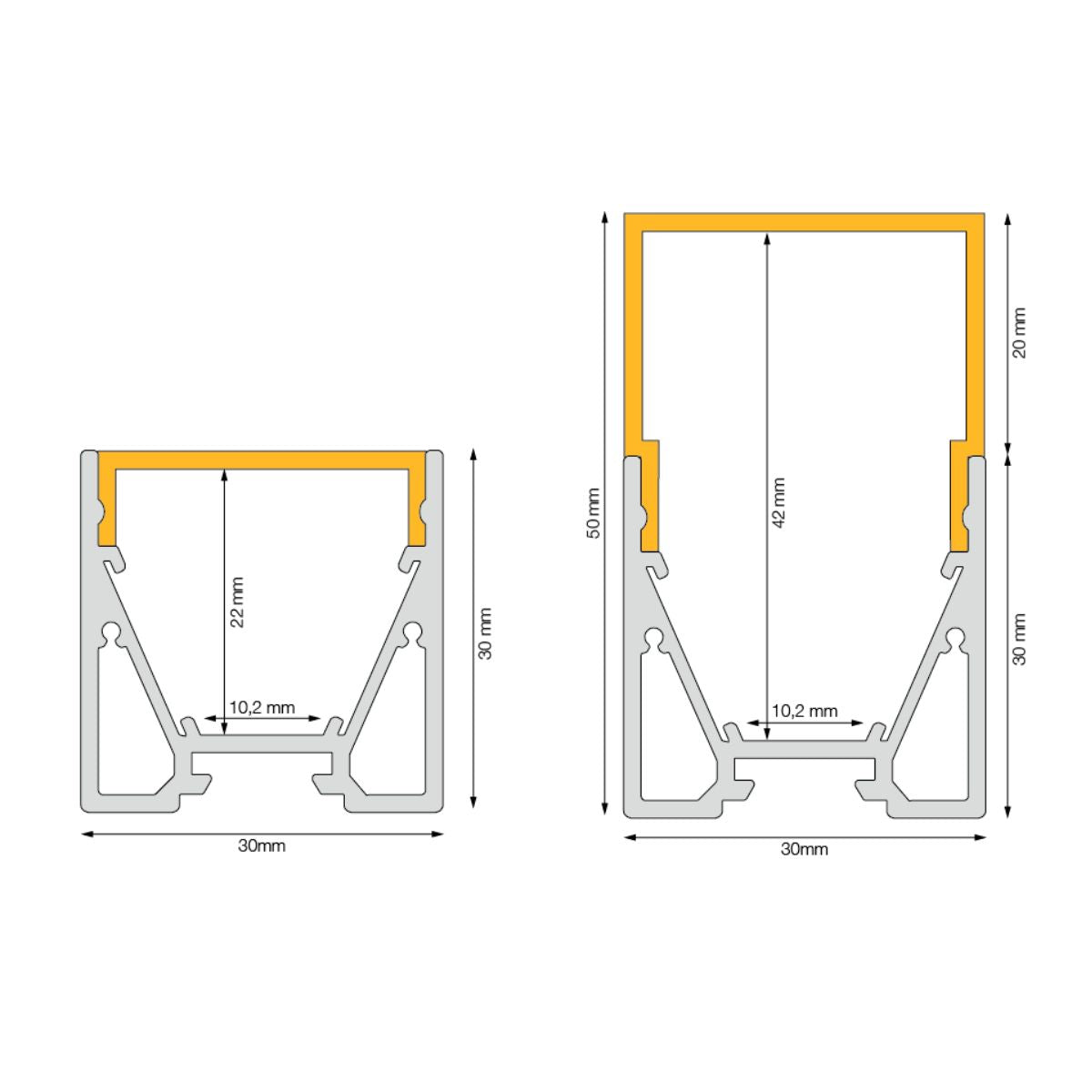 30x30mm mit Kragen - LED-Profil