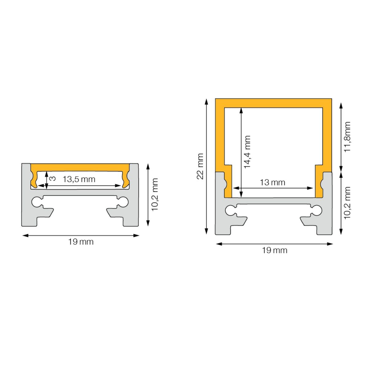 19x10.2mm - LED-Profil