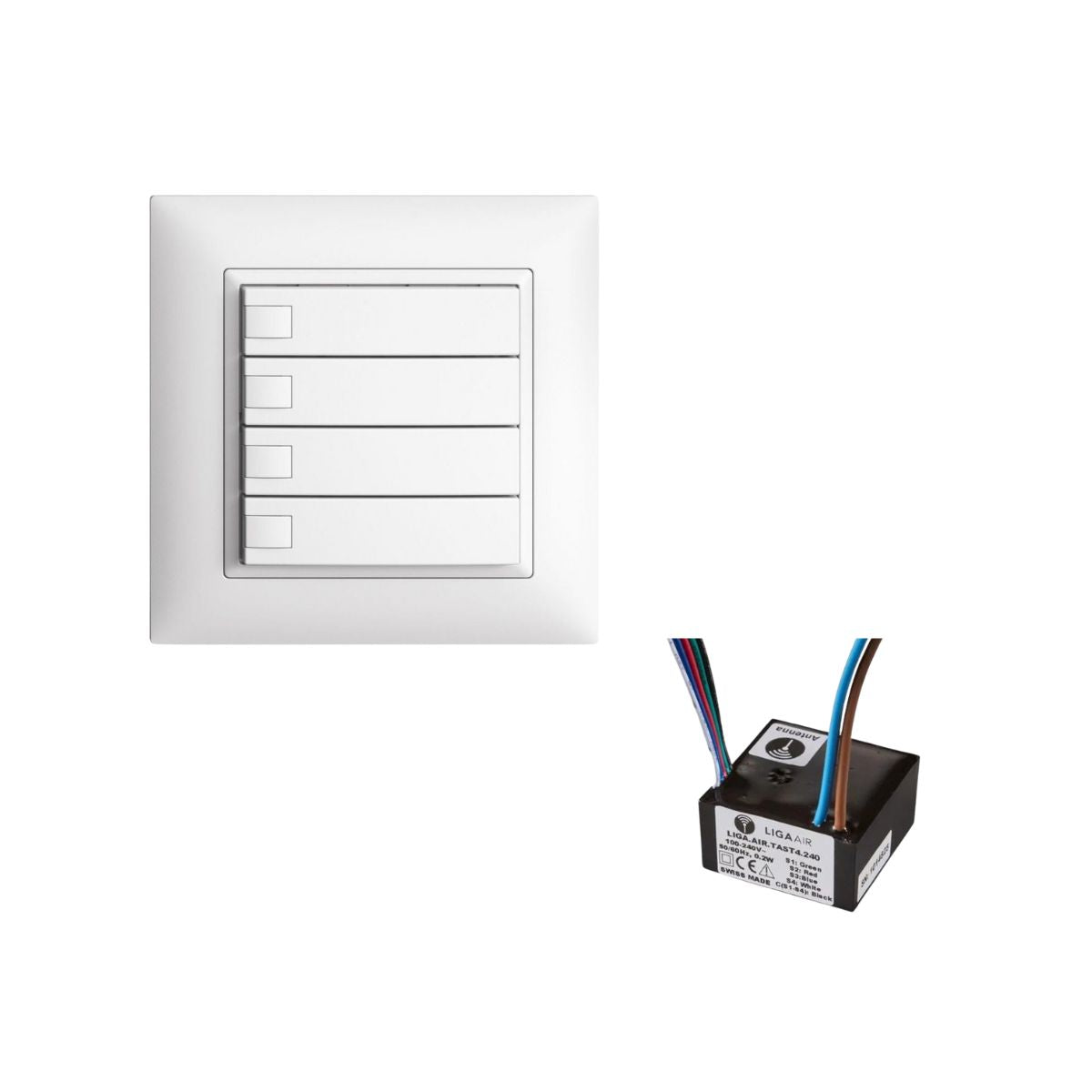 Lichterloh Tasterset EdizioDue Aufputz in Weiss ohne Batterie für Casambi Steuerungen – kabelloses Steuergerät für Licht- und Gebäudetechnik