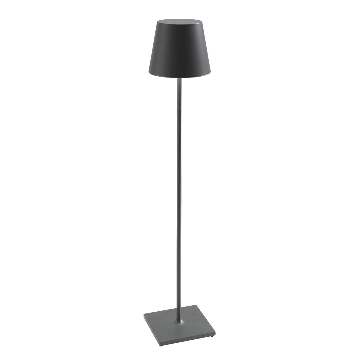 Zafferano Poldina Pro XXL Akku-Stehleuchte in dunkelgrauer Ausführung, kabellose LED-Lampe aus Aluminium mit variabler Höhe (69,5–150 cm), dimmbar per Touch, Lichtfarbe einstellbar (2700/3000K), IP54-Schutz für Innen- und Aussenbereich, bis zu 15 Stunden Leuchtdauer