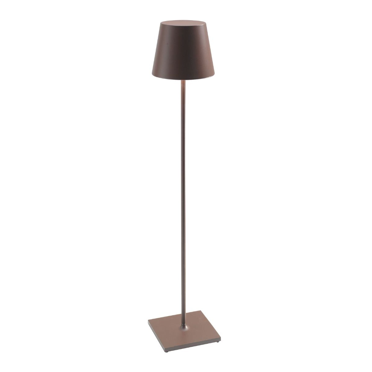 Zafferano Poldina Pro XXL Akku-Stehleuchte in rostfarbener Ausführung, kabellose LED-Lampe aus Aluminium mit variabler Höhe (69,5–150 cm), dimmbar per Touch, Lichtfarbe einstellbar (2700/3000K), IP54-Schutz für Innen- und Aussenbereich, bis zu 15 Stunden Leuchtdauer