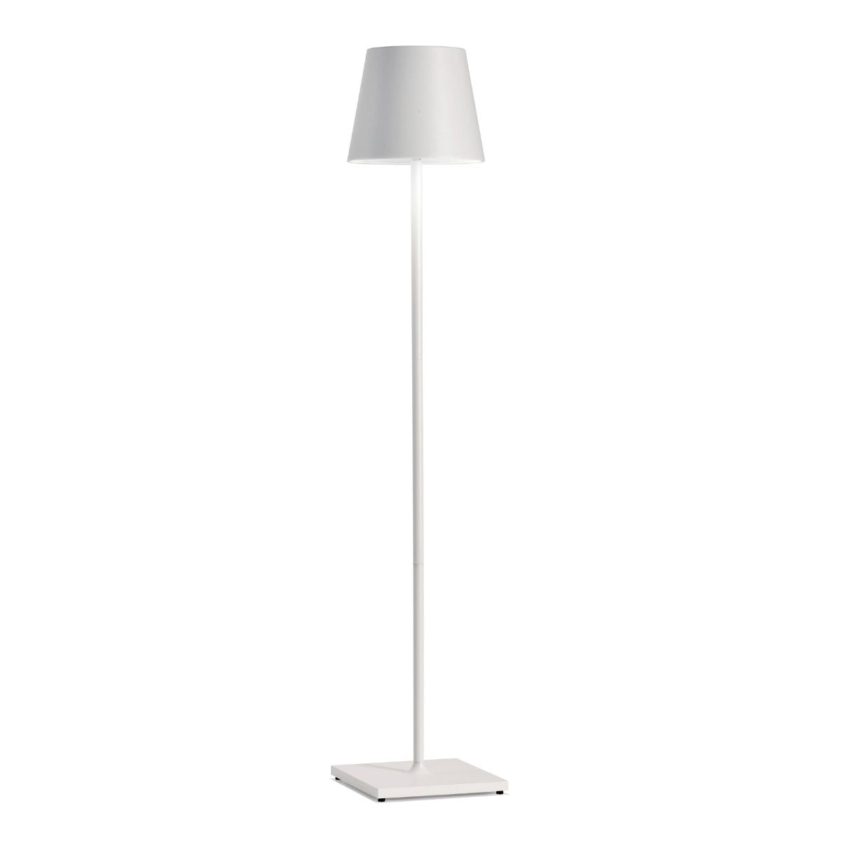 Zafferano Poldina Pro XXL Akku-Stehleuchte in weisser Ausführung, kabellose LED-Lampe aus Aluminium mit variabler Höhe (69,5–150 cm), dimmbar per Touch, Lichtfarbe einstellbar (2700/3000K), IP54-Schutz für Innen- und Aussenbereich, bis zu 15 Stunden Leuchtdauer