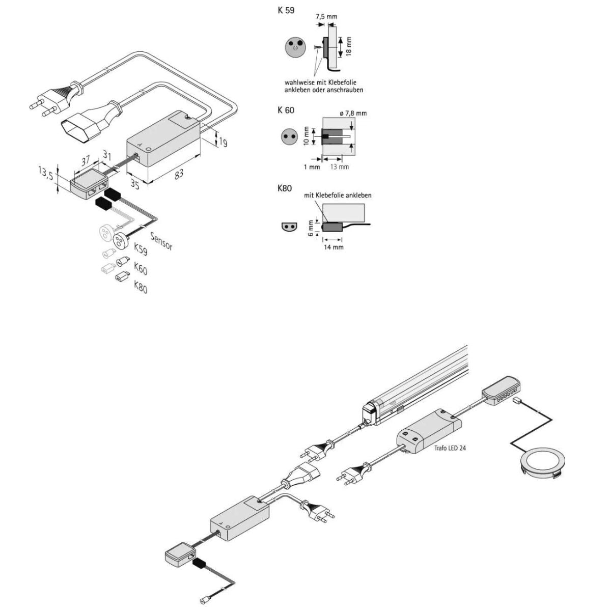 IR-DS2 mit 2 Sensoren K60 Stecker - Sensor