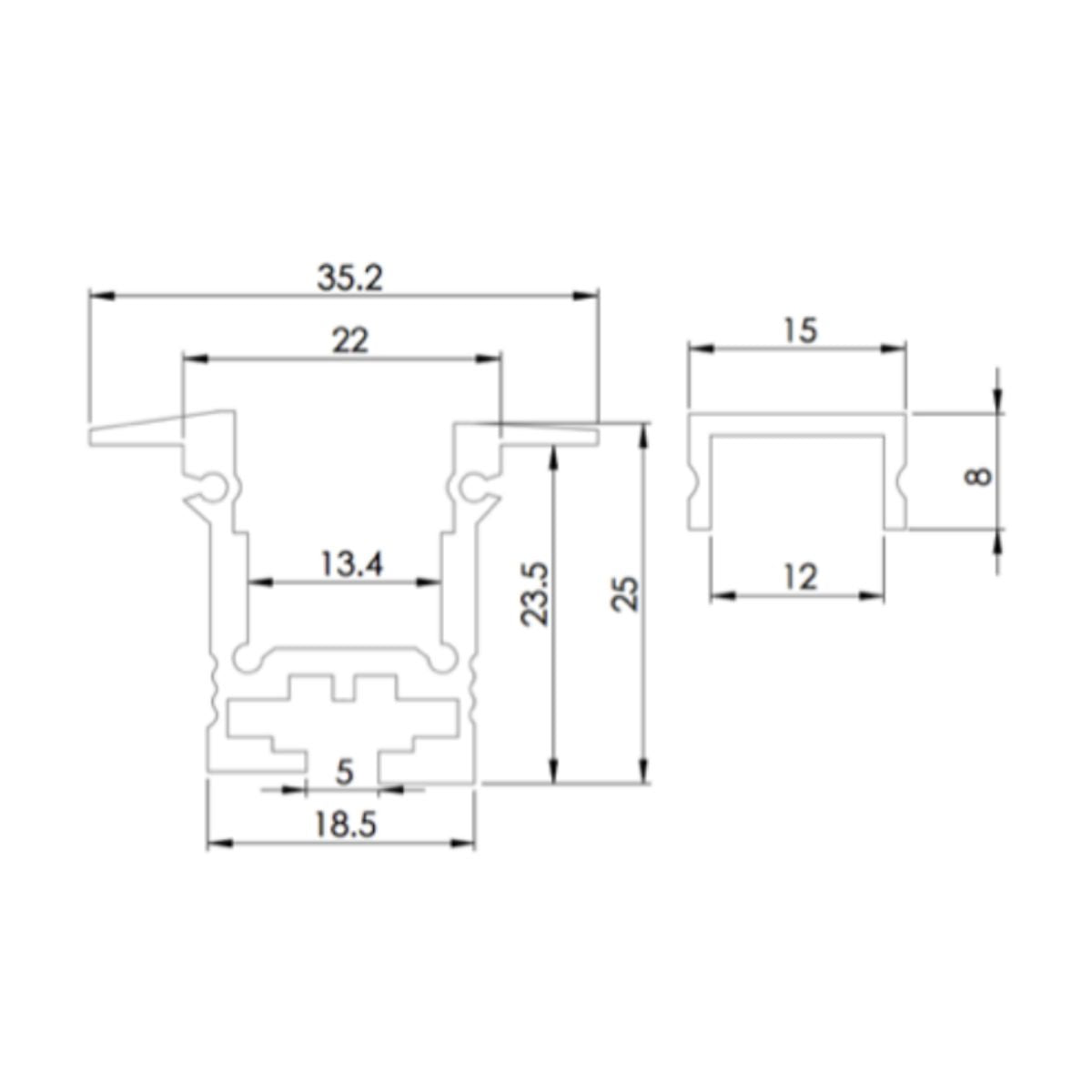 18.5x25mm mit Kragen - LED-Profil