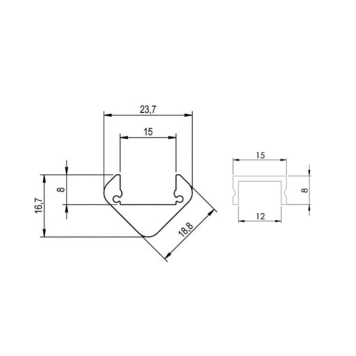 18.8x18.8mm Eck - LED-Profil