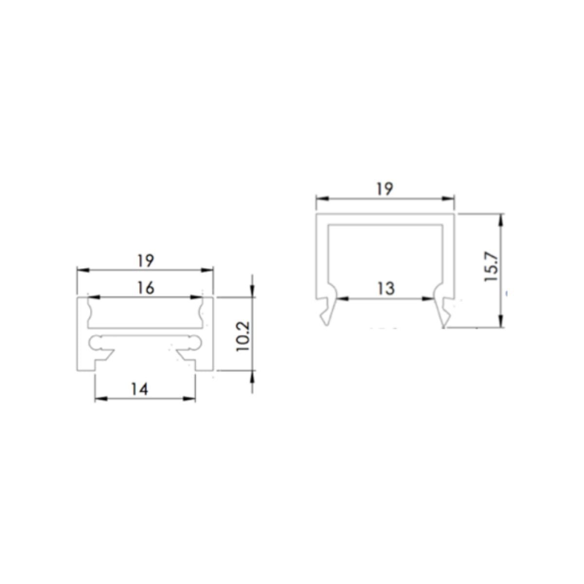 19x10.2mm - LED-Profil