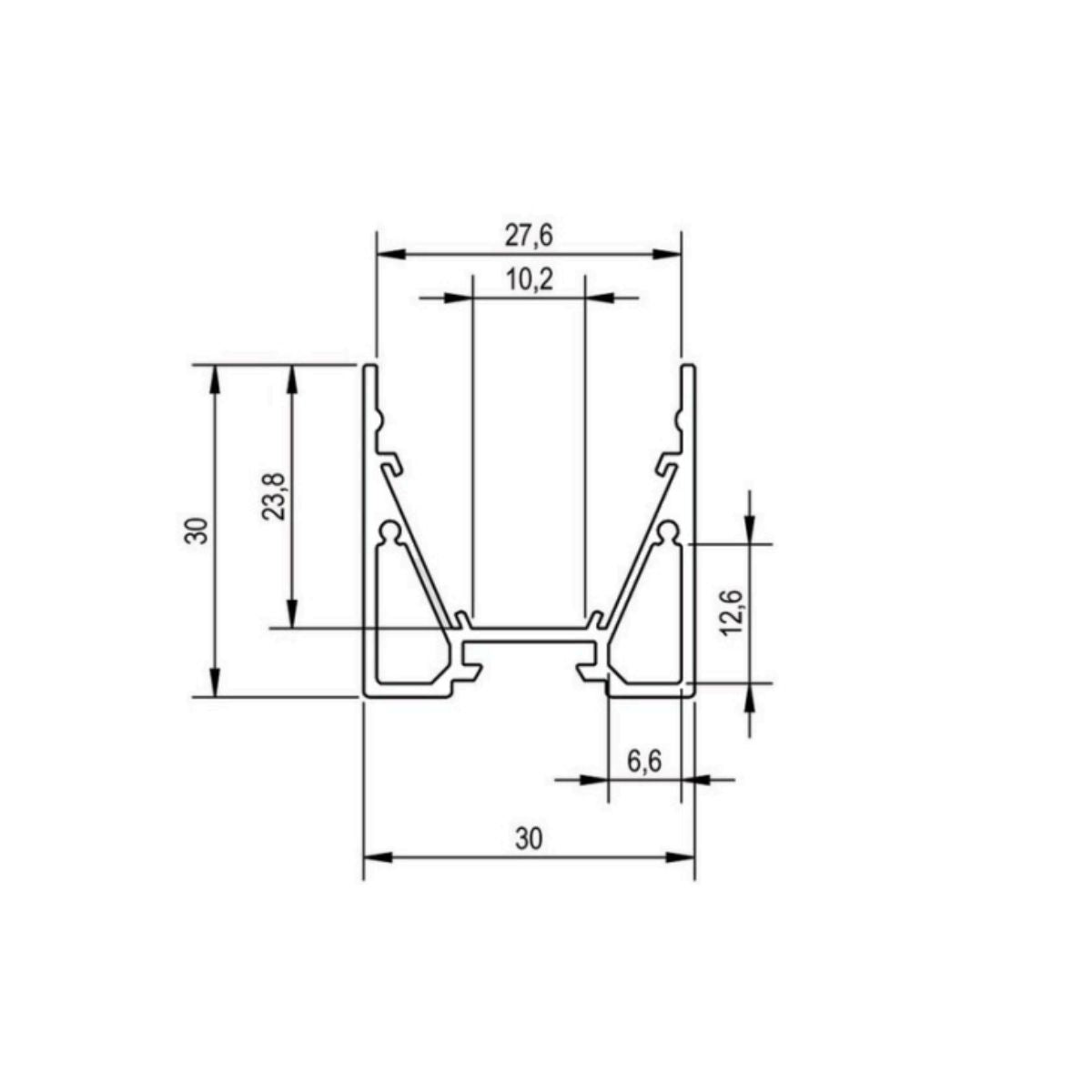 30x30mm ohne Kragen - LED-Profil