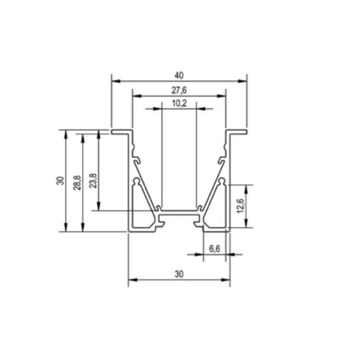 30x30mm mit Kragen - LED-Profil