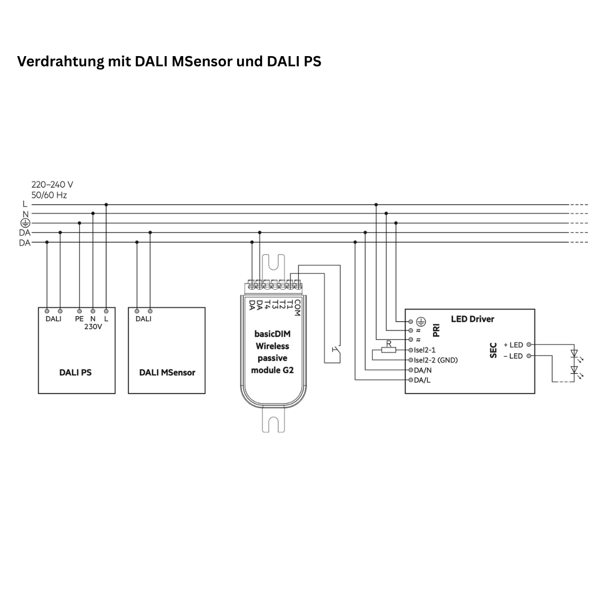 Verdrahtungsschema_Tridonic_CASAMBI_mit DALI MSensor und DALI PS