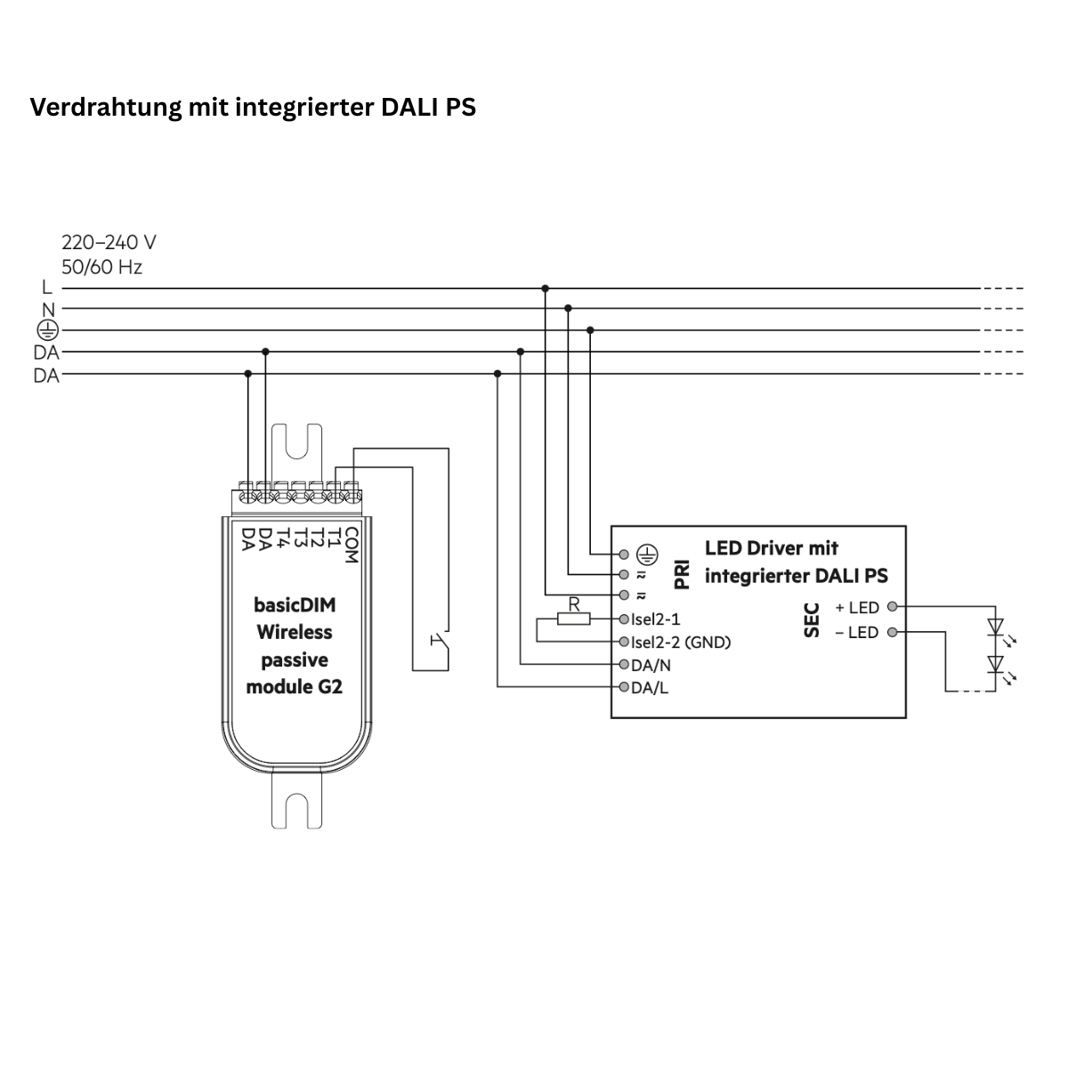 Verdrahtungsschema_Tridonic_CASAMBI_intergrierter DALI PS