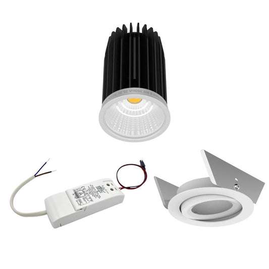 Einbauspot 9W im Set mit Netzteil und Einbauring