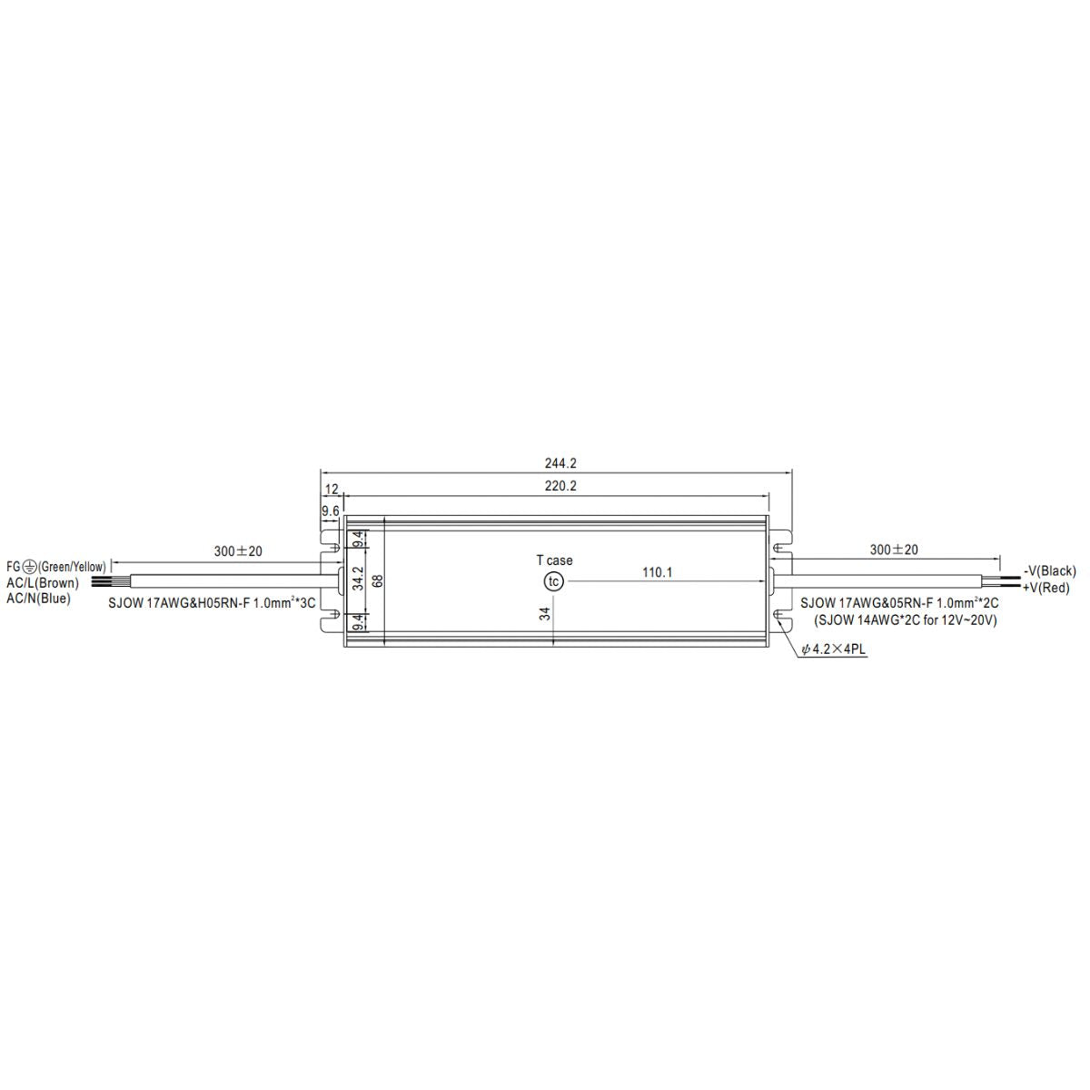 Mean Well 24V HLG-240H-24B 1-10V / Potentiometer - LED-Treiber