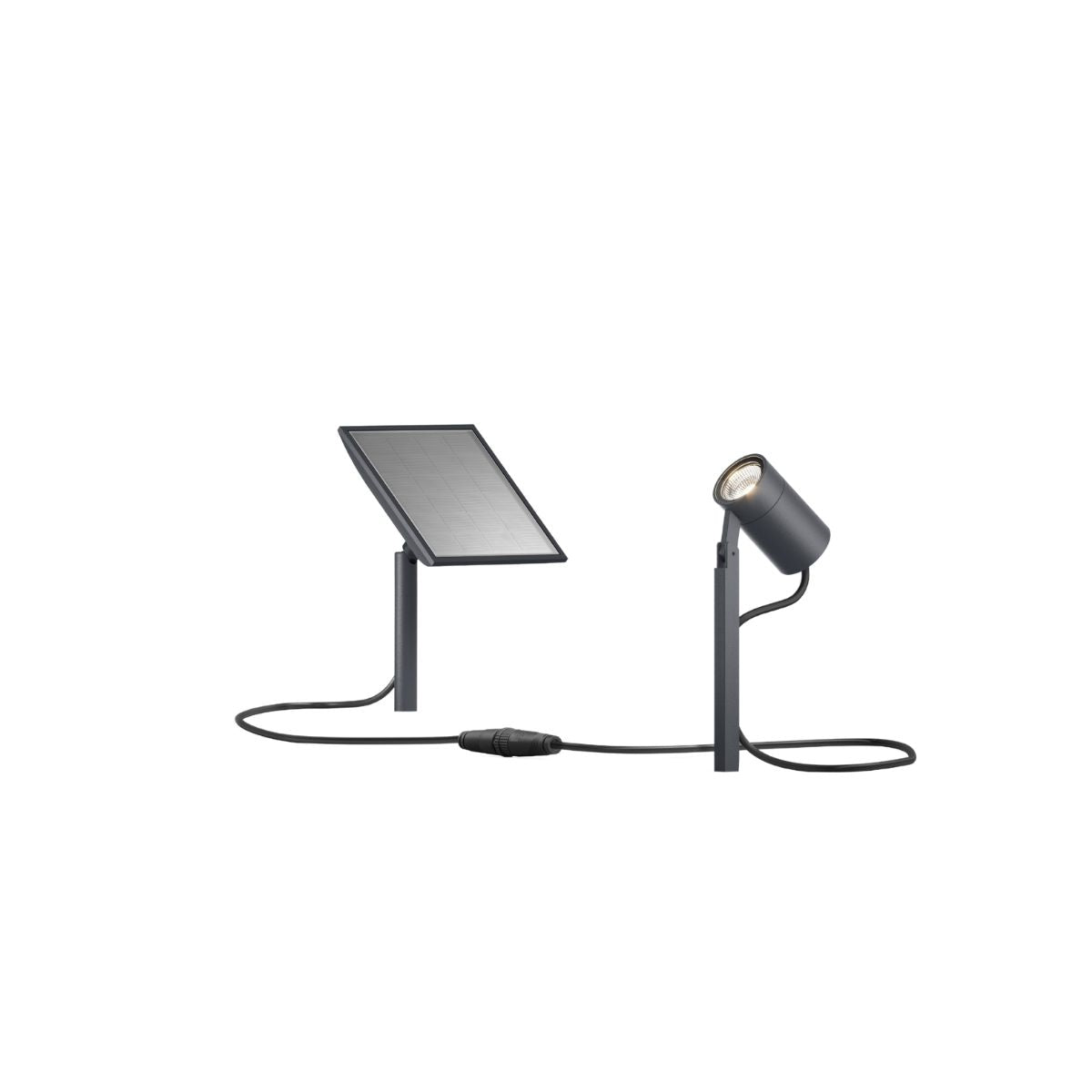 IP44.de piek mini solar anthrazit: Solar-LED-Erdspiessleuchte, 28 cm hoch, IP65, flexibel ausrichtbar, 2700K, autark, für Garten und Aussenbereiche.