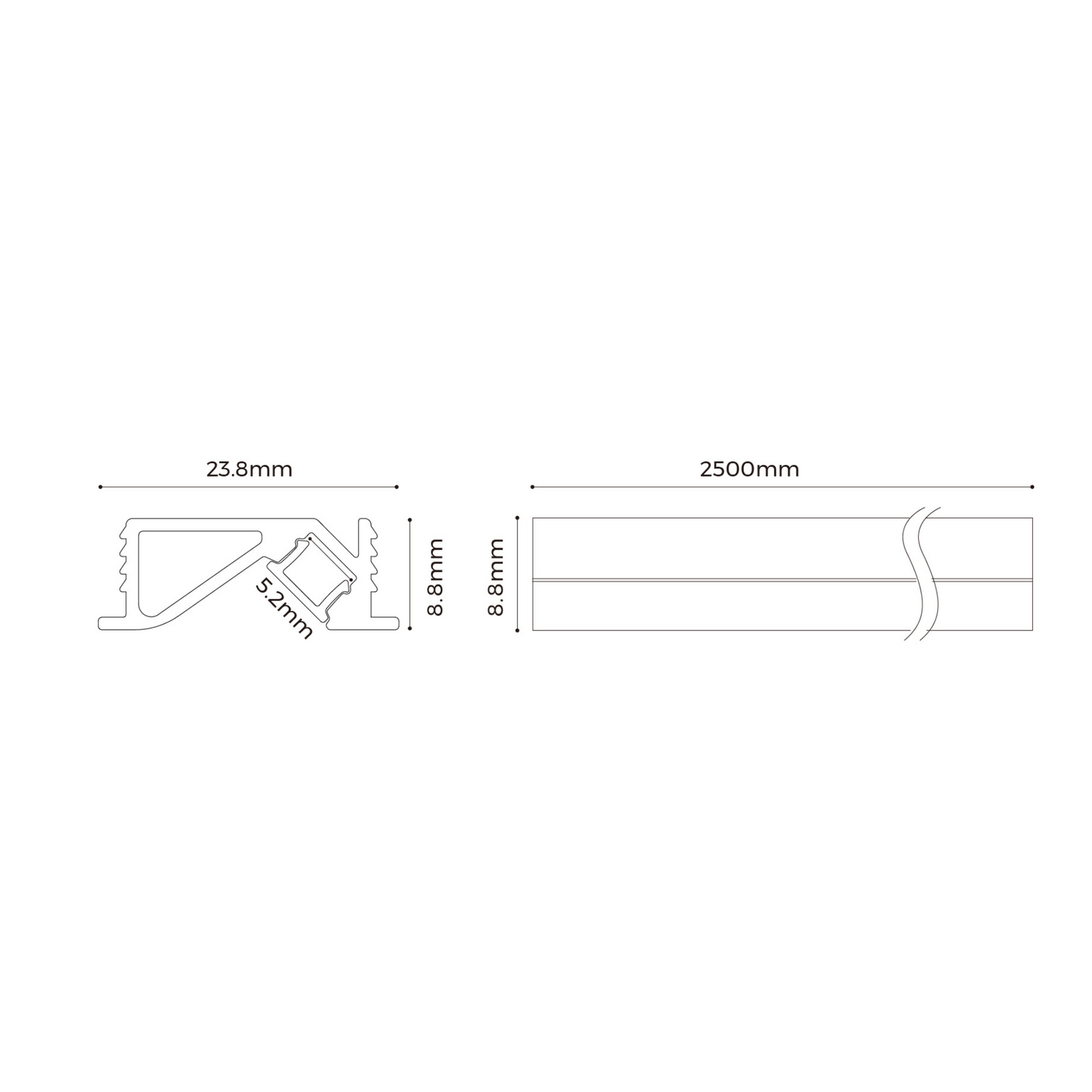 LED-Profil Shelf 2.5m inkl. opaler Abdeckung