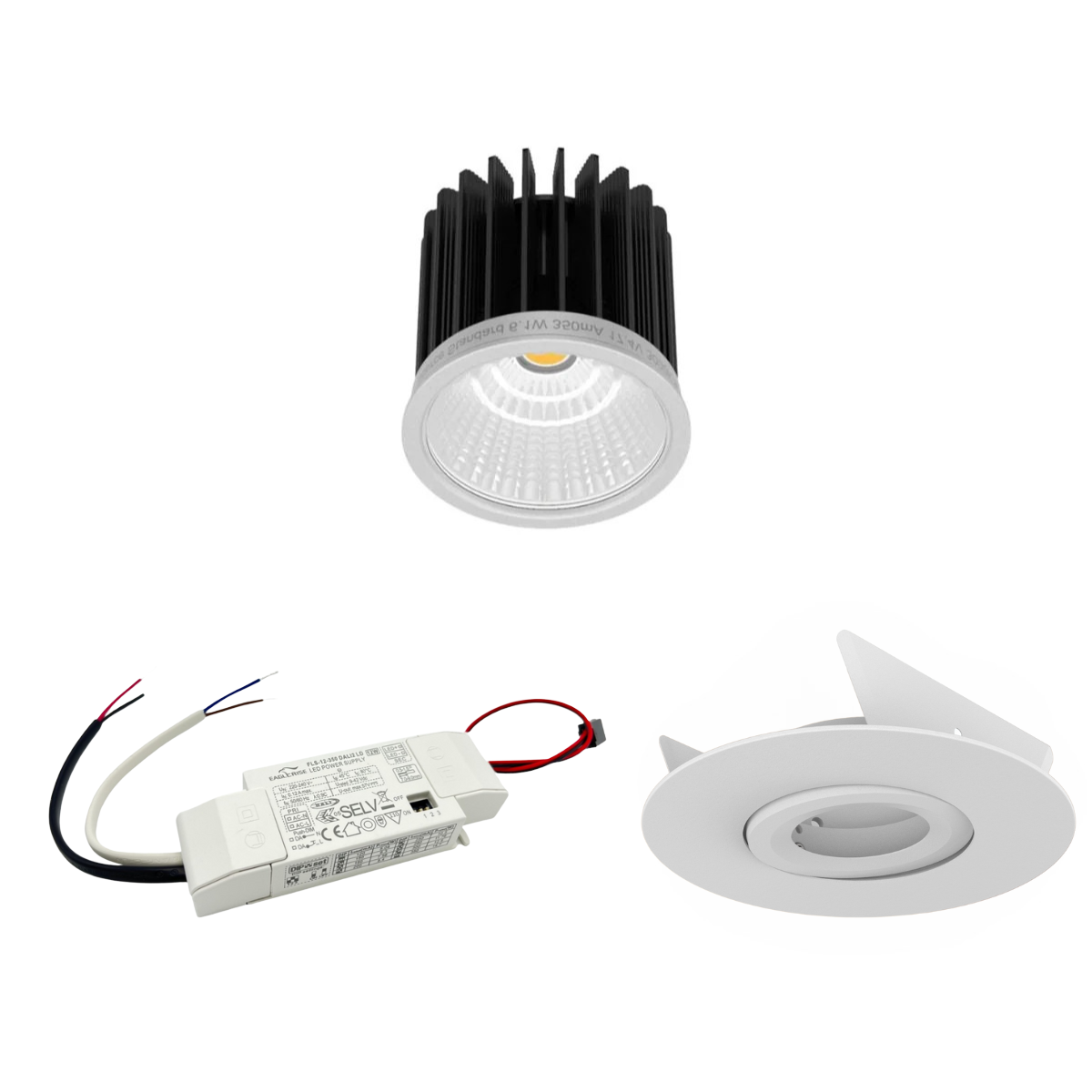 6W LED Spot-Set mit DALI-Steuerung, 120mm Einbauring mit Blattfedern für Deckenmontage