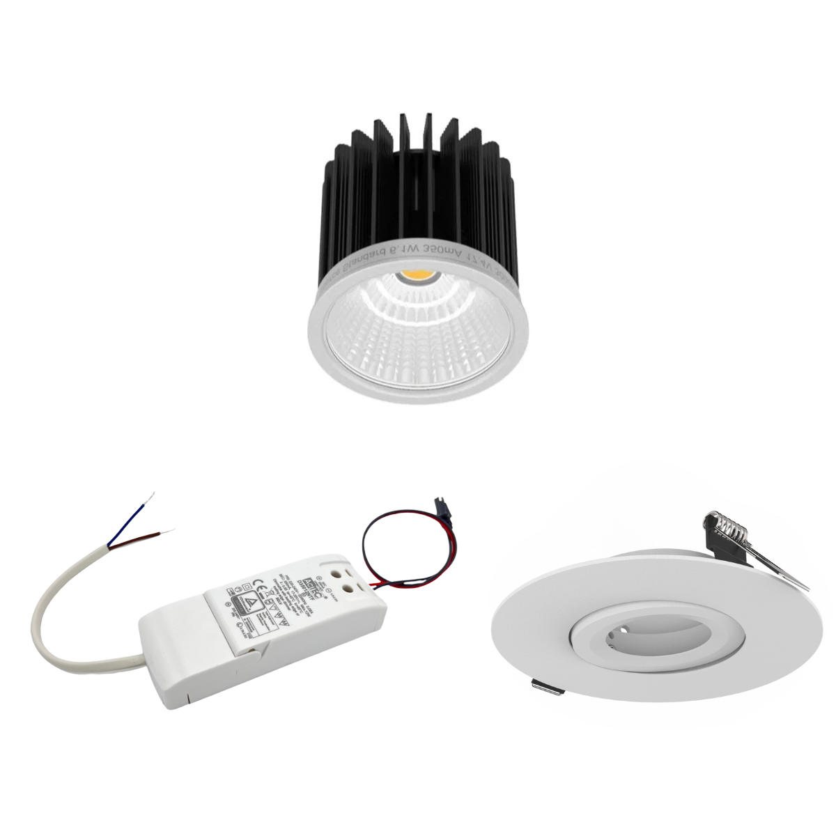 6W LED Spot-Set mit Phasenschnitt-Dimmung, 120mm Einbauring und Spannfeder für Deckenmontage
