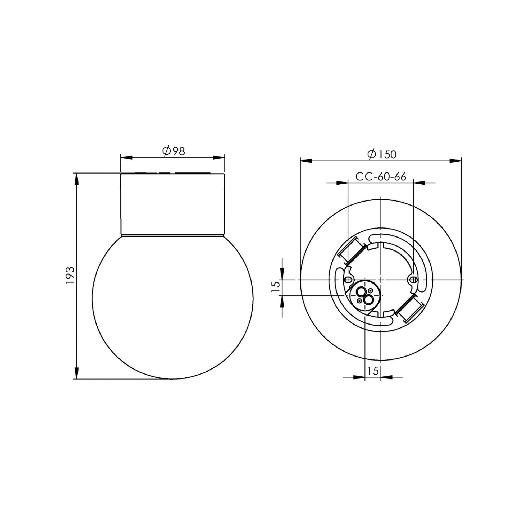 Classic Globe matt opal Ø150 - Deckenleuchte