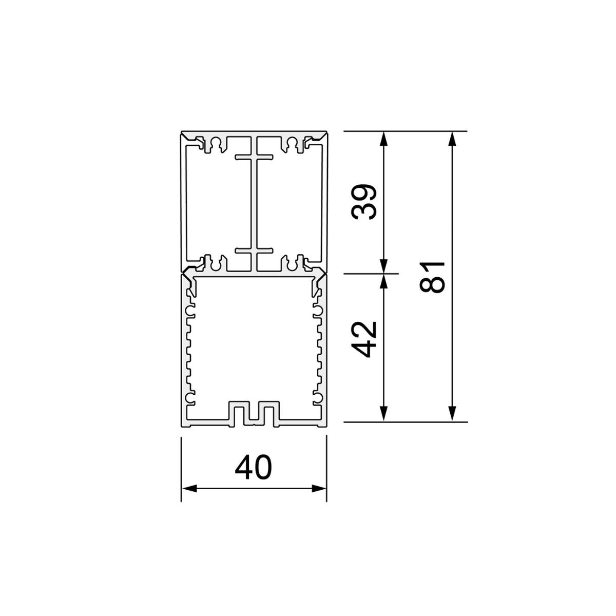 Aufbauprofil zu Modular 40x42mm - LED-Profilzubehör